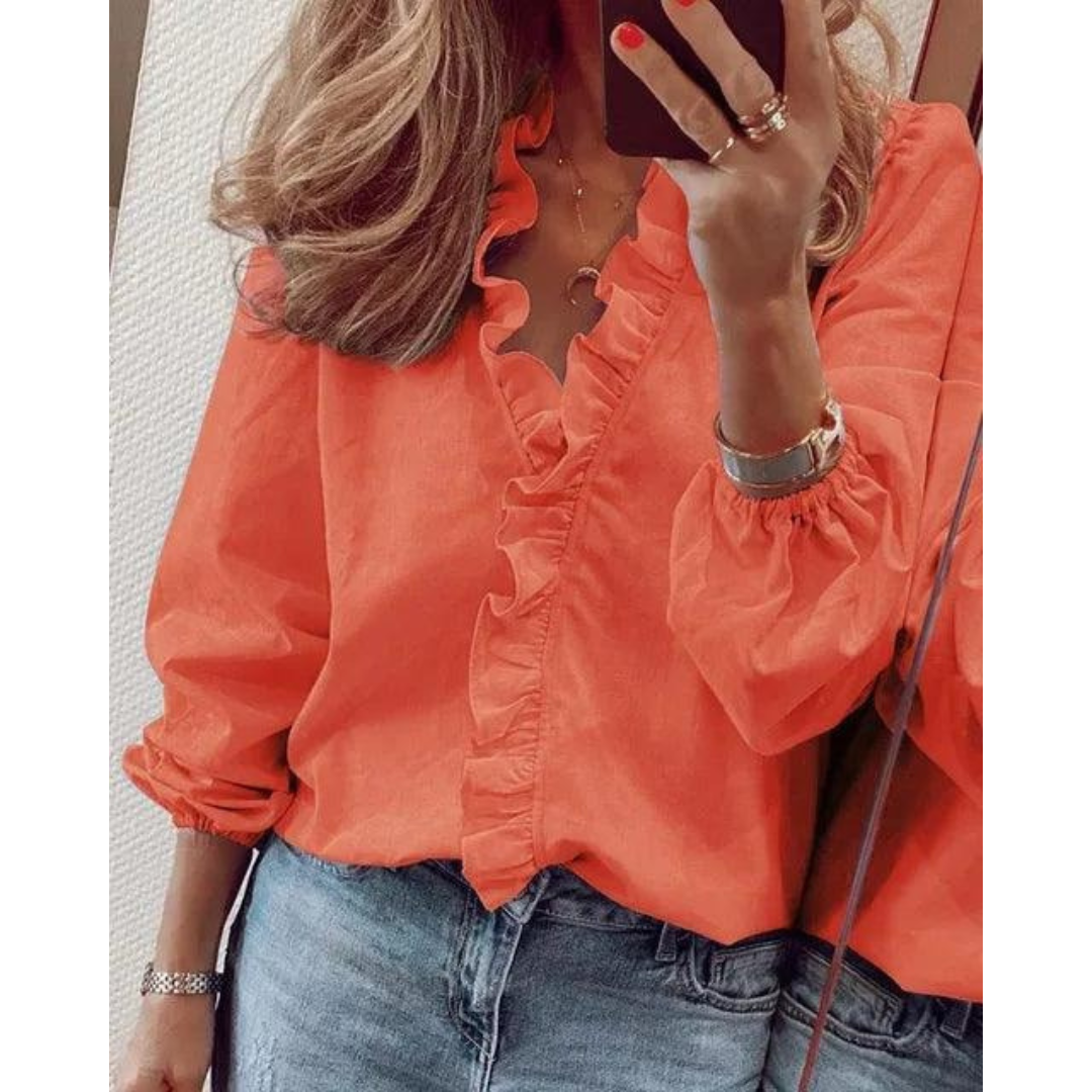 Edelgard | Damen Bluse Mit V Ausschnitt
