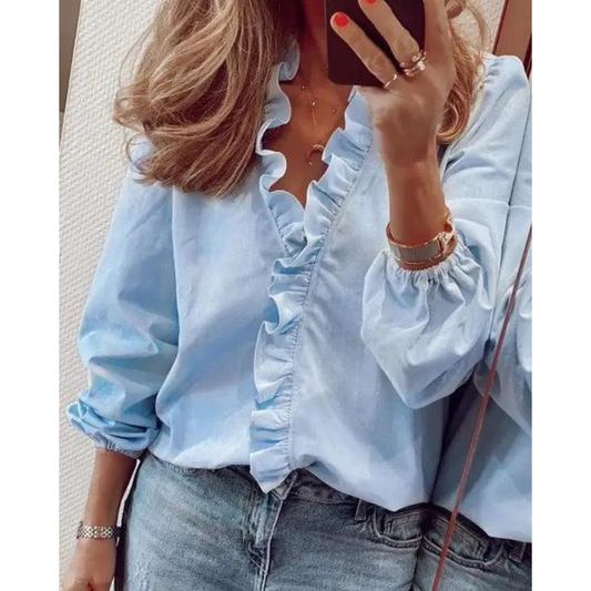 Edelgard | Damen Bluse Mit V Ausschnitt