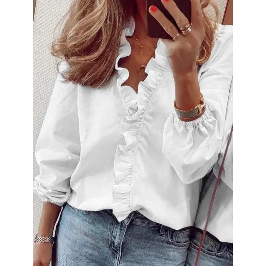 Edelgard | Damen Bluse Mit V Ausschnitt