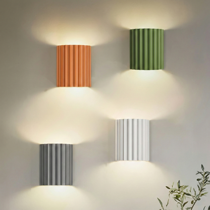 Freyza - Nordic Pleated Resin Wall Sconce | Modern Macaron Ribbed LED Lamp (16.5cm)