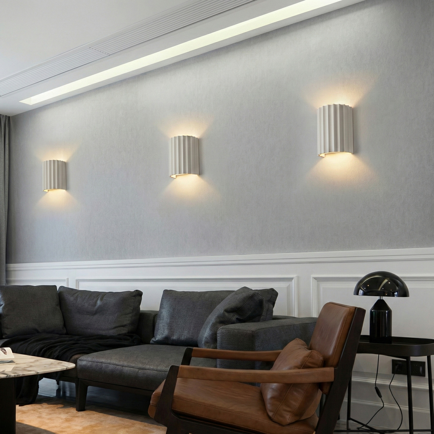 Freyza - Nordic Pleated Resin Wall Sconce | Modern Macaron Ribbed LED Lamp (16.5cm)
