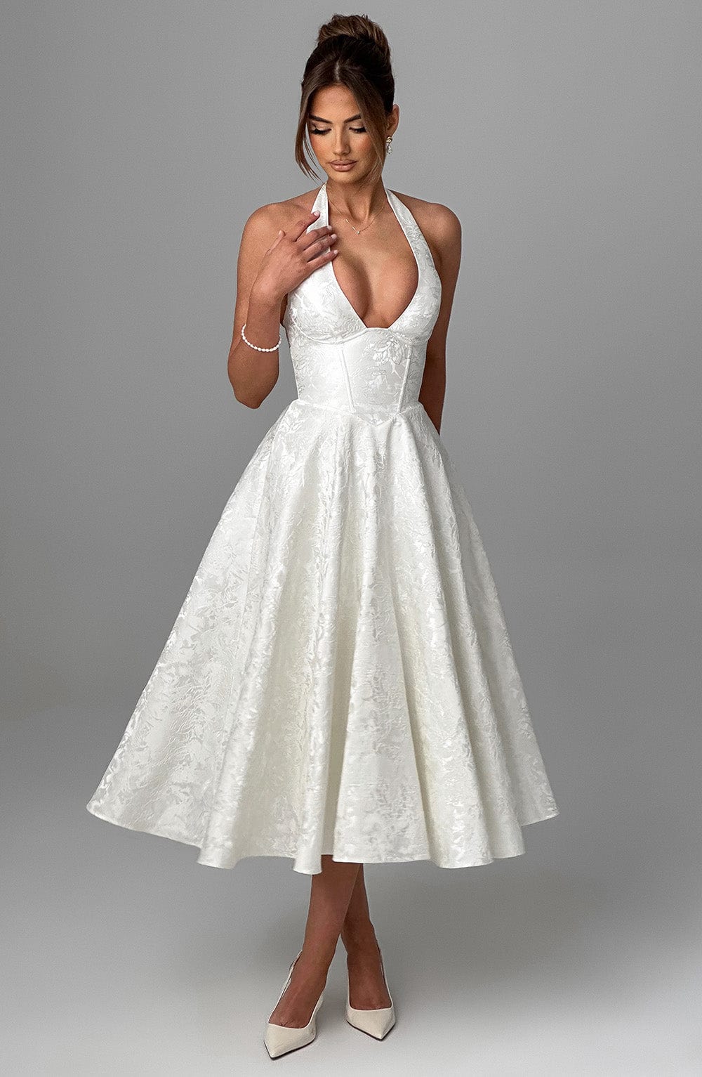 Chloe | Women’s Wedding Gues Dress Halter Midi Dress