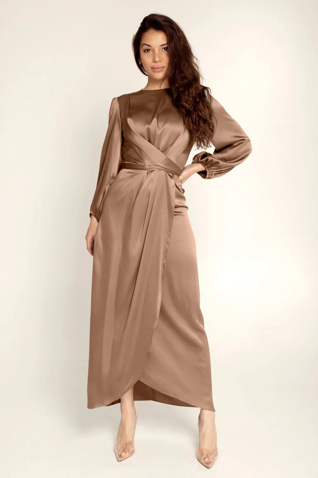Elara | Damen Elegantes Maxi Abendkleid | Langarm