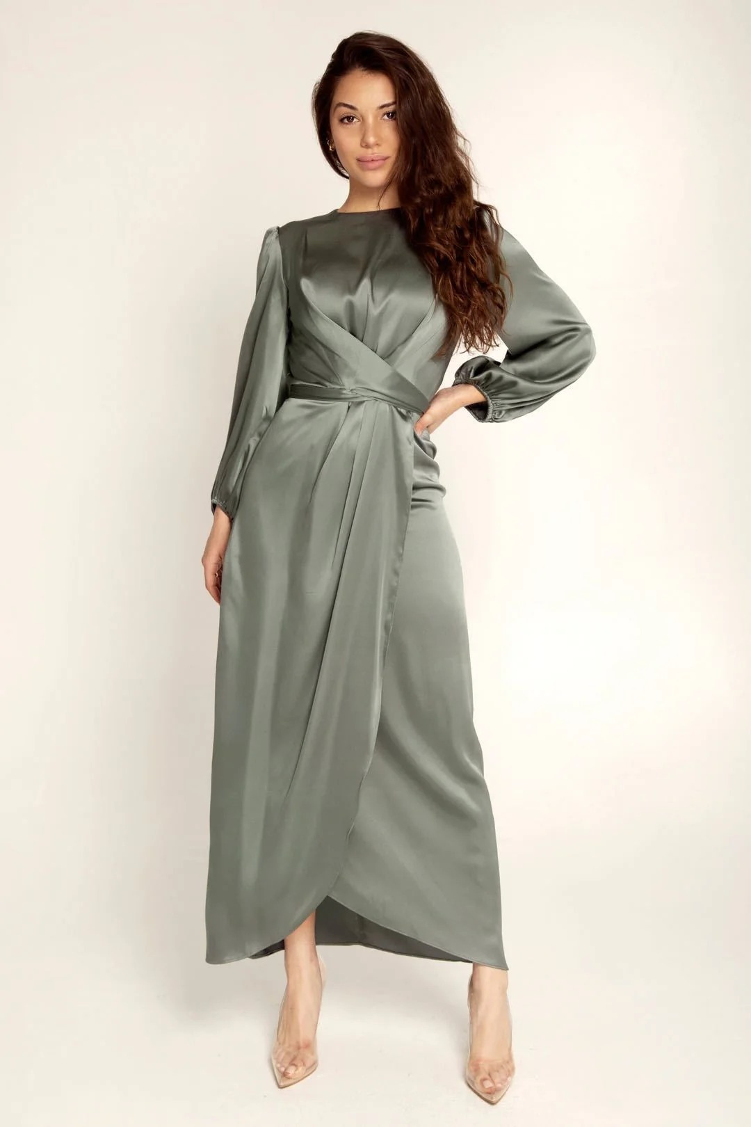 Elara | Damen Elegantes Maxi Abendkleid | Langarm