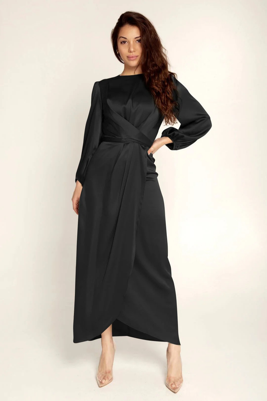 Elara | Damen Elegantes Maxi Abendkleid | Langarm