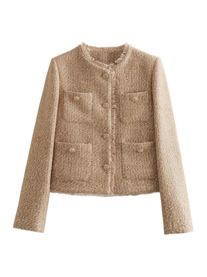 Elegancka marynarka z tweedu z złotymi guzikami - Evelyn-XS-Trend Polska