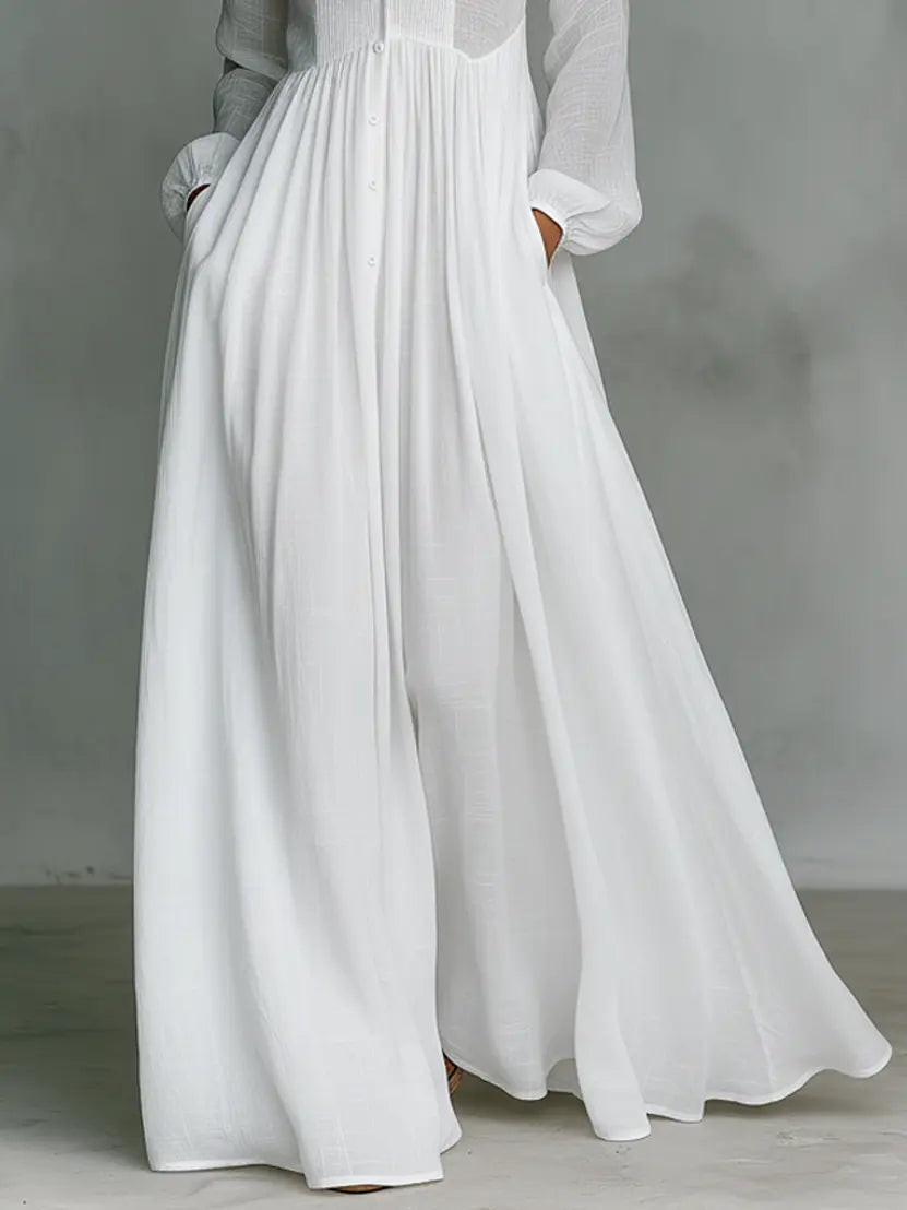 Lina | Minimalistisches Maxi-Kleid mit Mao-Kragen