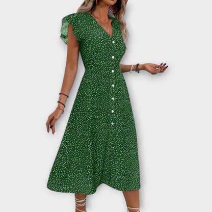 Valentina – Elegante Vestido Midi de Lunares que realza tu estilo
