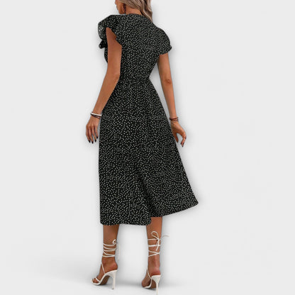 Valentina – Elegante Vestido Midi de Lunares que realza tu estilo