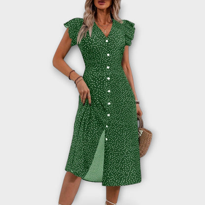 Valentina – Elegante Vestido Midi de Lunares que realza tu estilo
