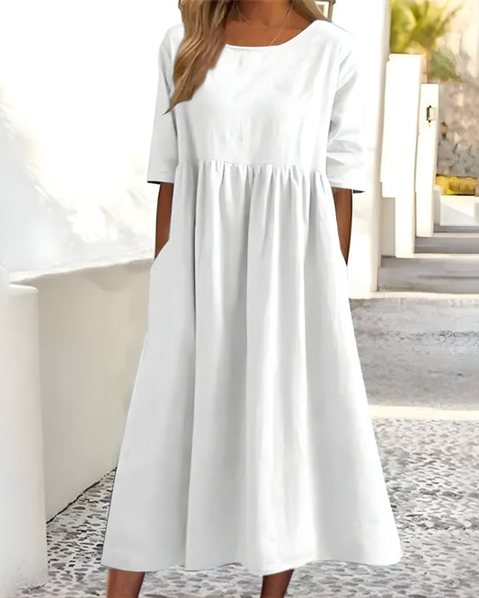 Elmira - Womens Midi Dress With Pockets