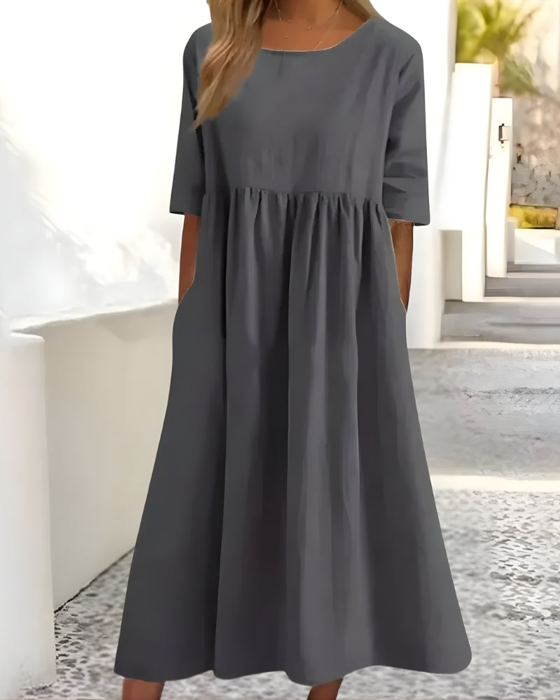 Elmira - Womens Midi Dress With Pockets