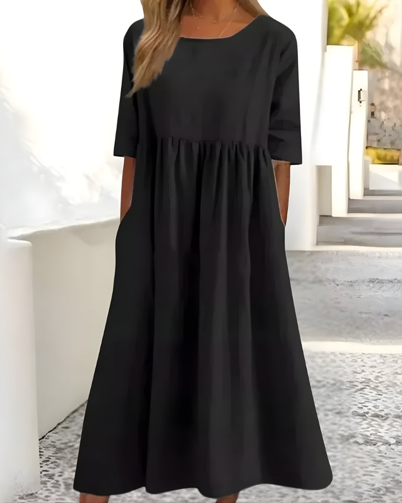 Elmira - Womens Midi Dress With Pockets