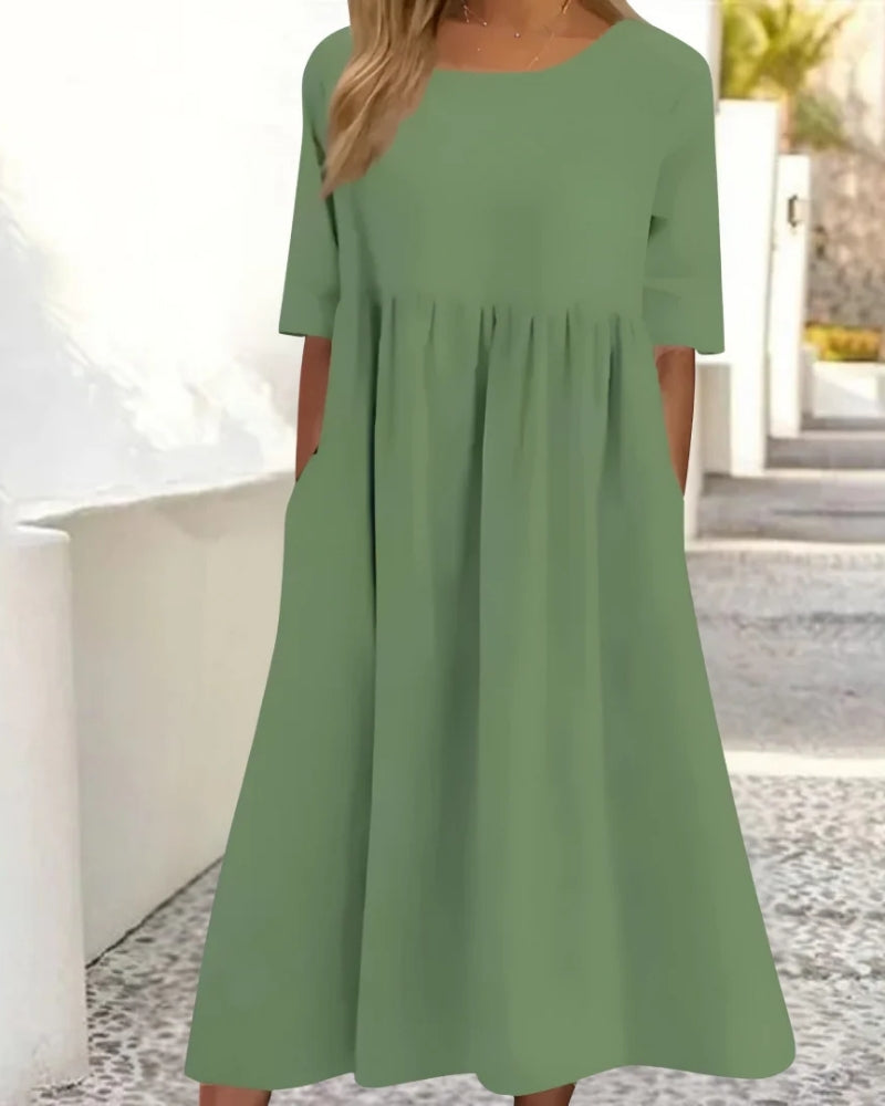 Elmira - Womens Midi Dress With Pockets