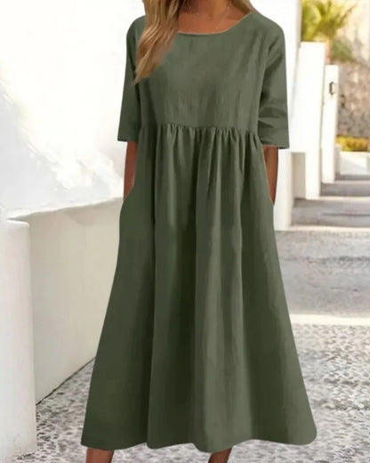 Elmira - Womens Midi Dress With Pockets