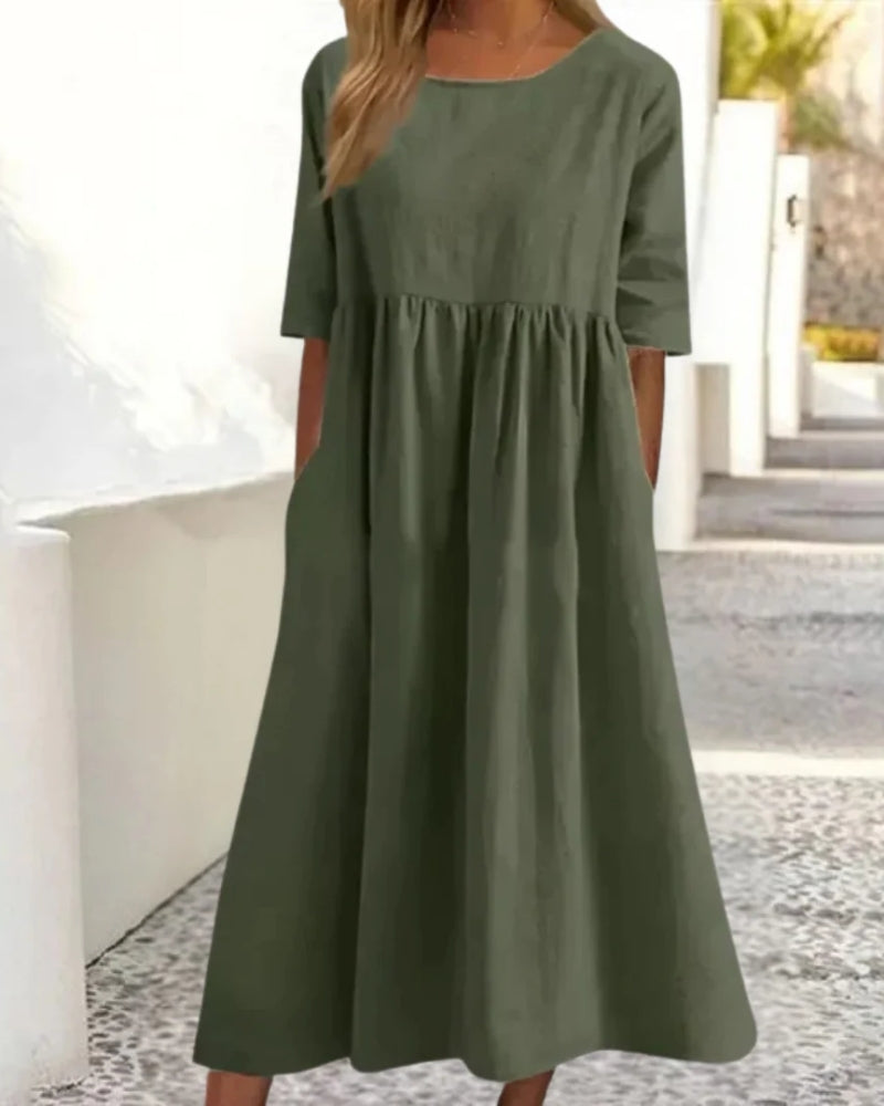 Elegantes Sommerkleid mit Taschen | Damen Midi Kleid