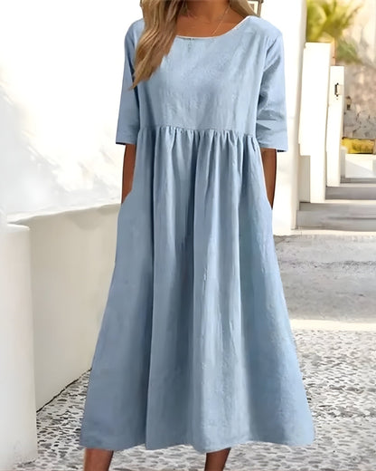 Elegantes Sommerkleid mit Taschen | Damen Midi Kleid