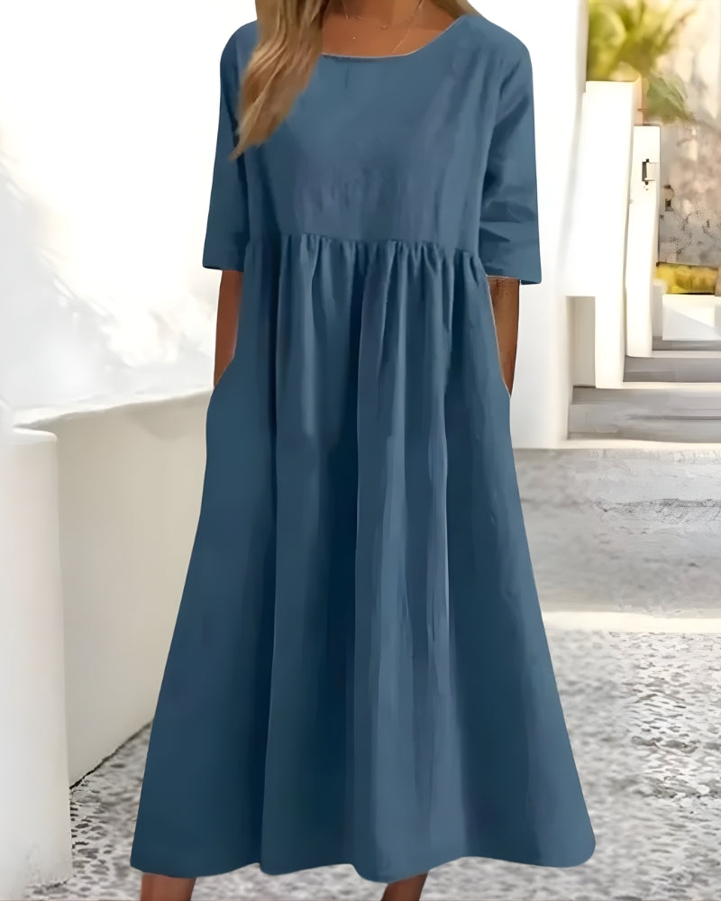 Elmira - Womens Midi Dress With Pockets