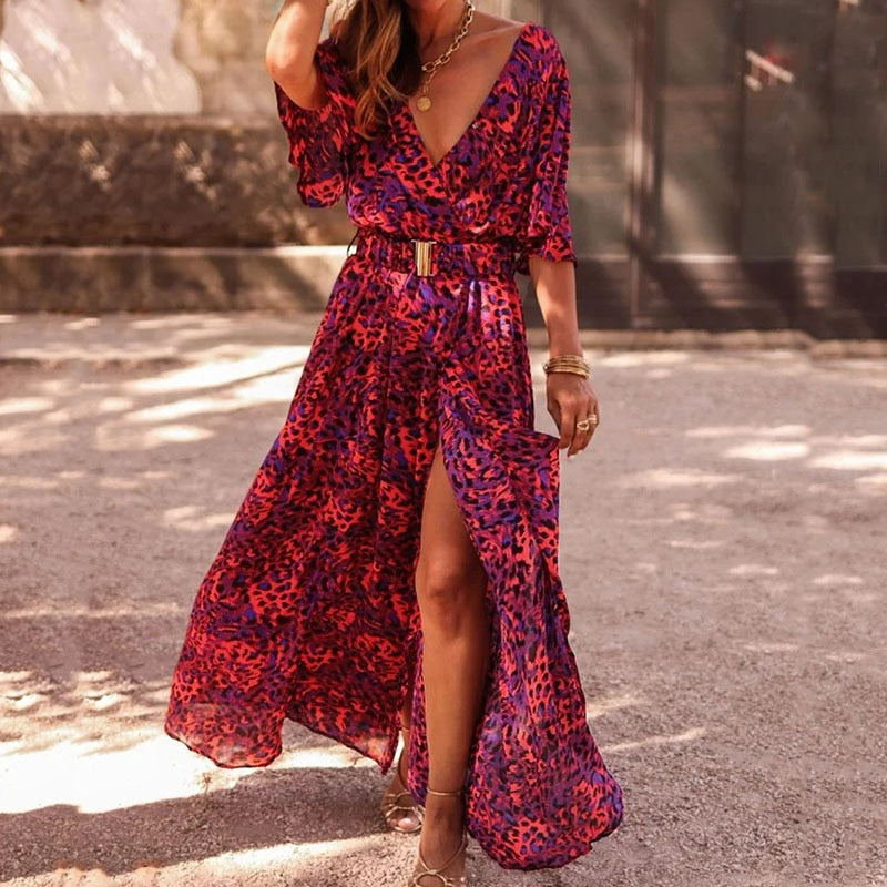 Women’s Long Wrap Dress – Elegant Comfortable Stylish All-Season Layering Midi Dress