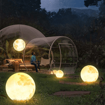 Modern Outdoor Pendant Lamp Solar Moon Design | Gold Metal & Resin | Waterproof LED SMD | Multiple Sizes | Garden & Patio Lighting