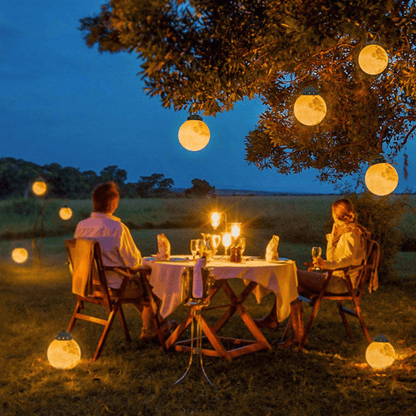 Modern Outdoor Pendant Lamp Solar Moon Design | Gold Metal & Resin | Waterproof LED SMD | Multiple Sizes | Garden & Patio Lighting