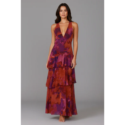 Elke | Damen Maxikleid Mit V Ausschnitt Und Volant Rock Für Sommer