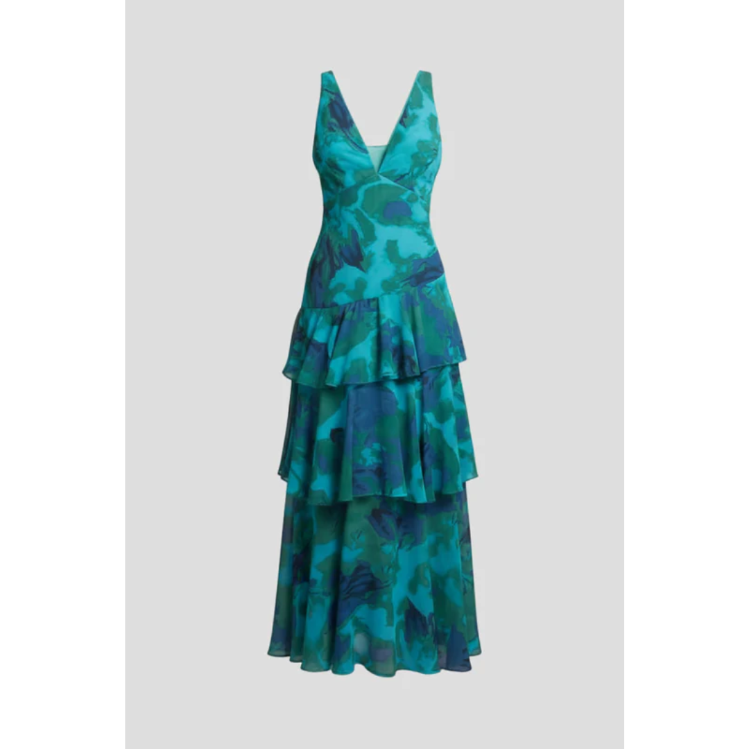 Elke | Damen Maxikleid Mit V Ausschnitt Und Volant Rock Für Sommer