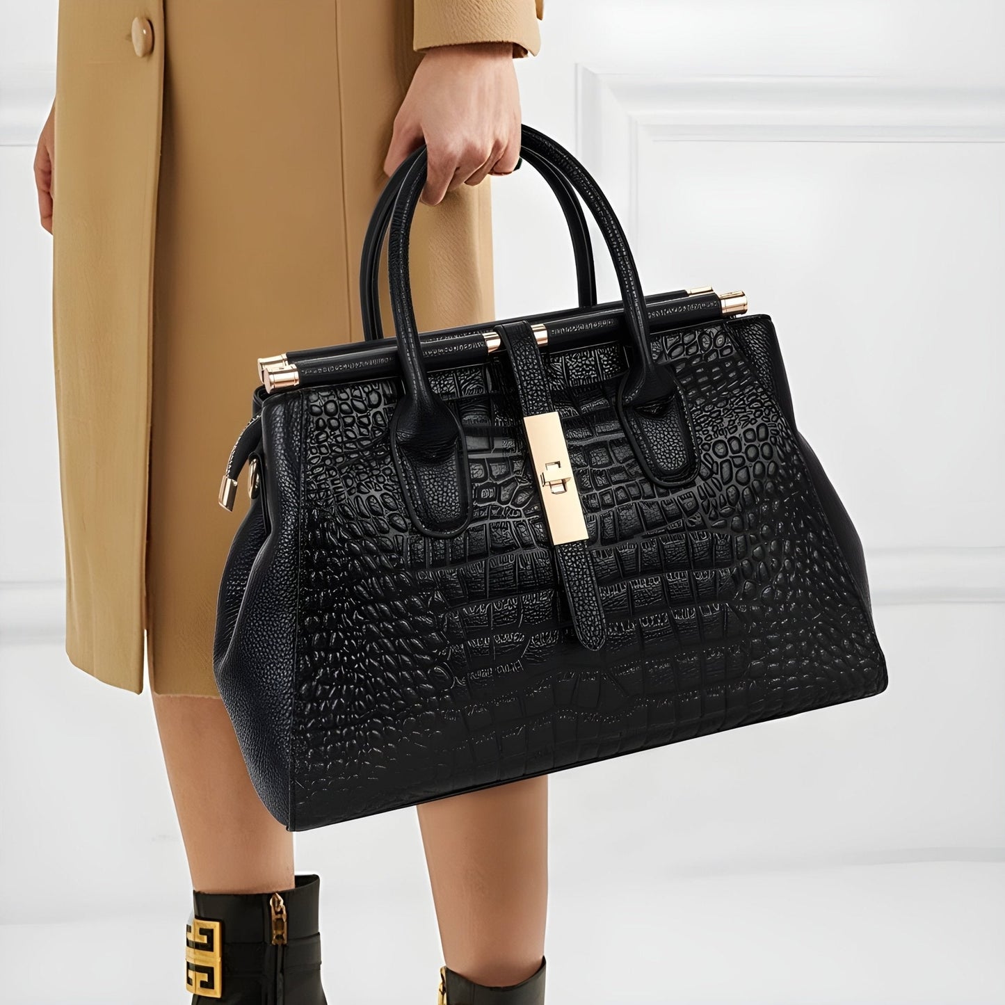 Elysian | Bolsa De Mão Em Couro Croc Premium Durável