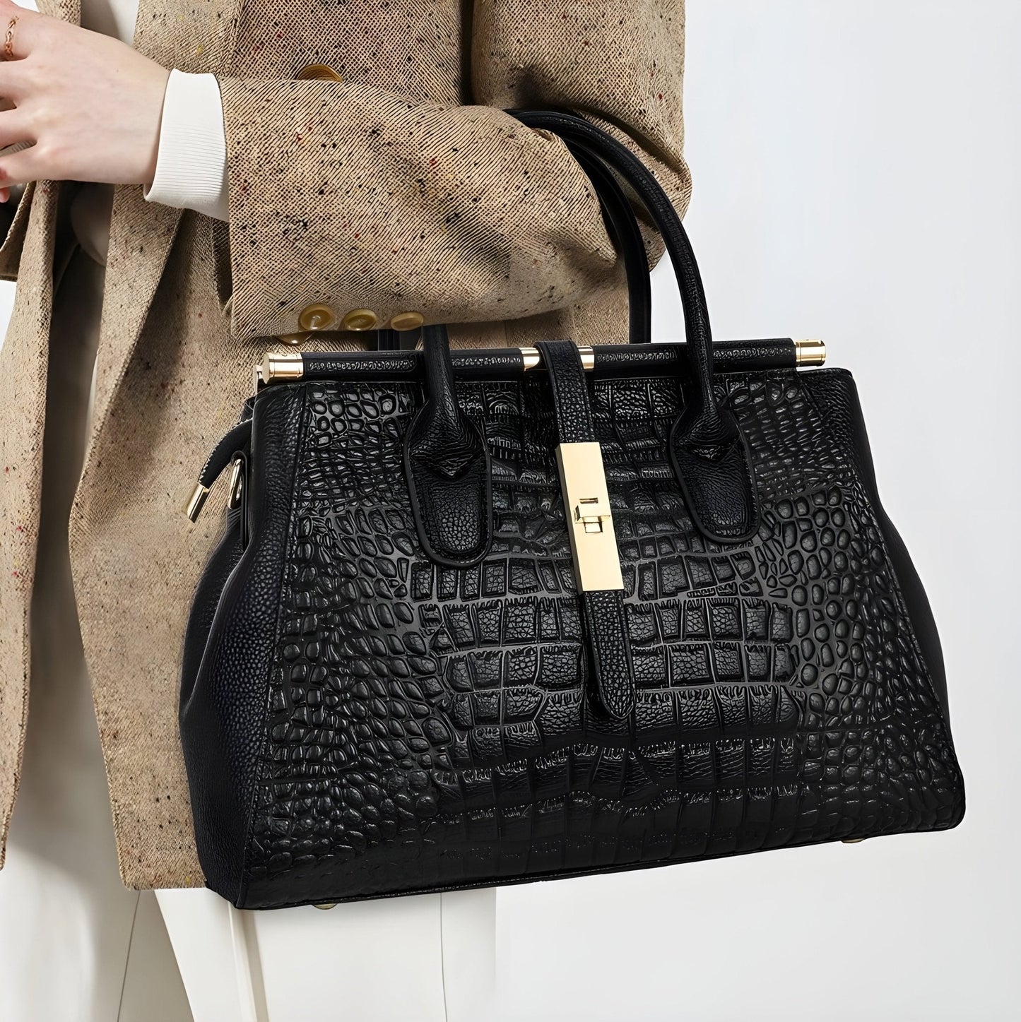Elysian | Bolsa De Mão Em Couro Croc Premium Durável