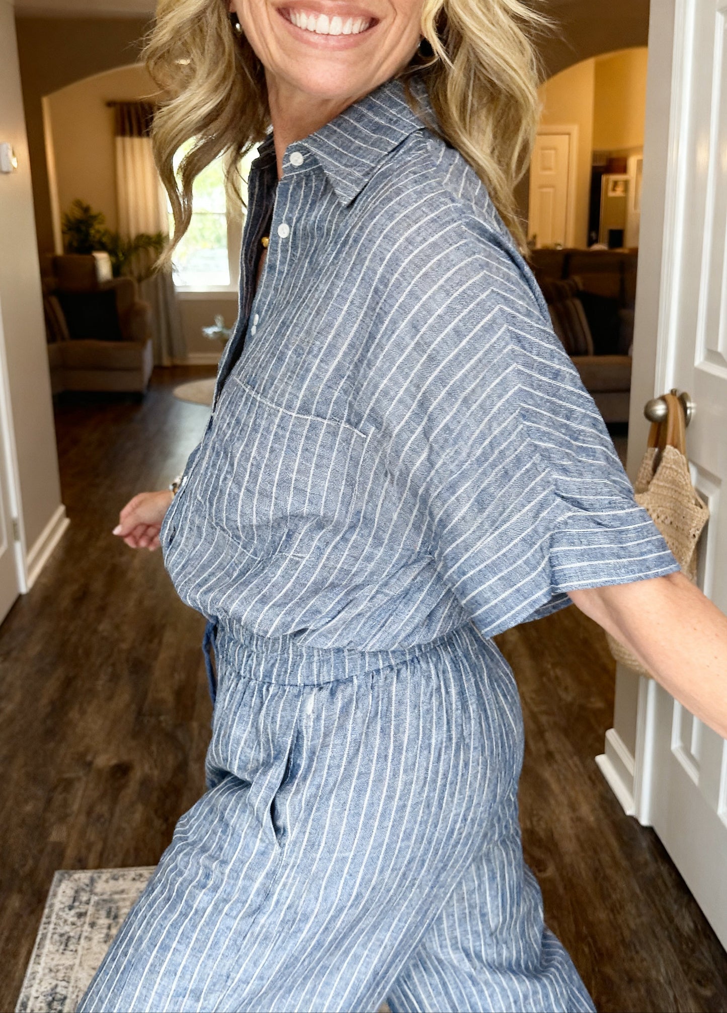 Emilia Toscani™ Breathable Linen Stripe Shirt Set
