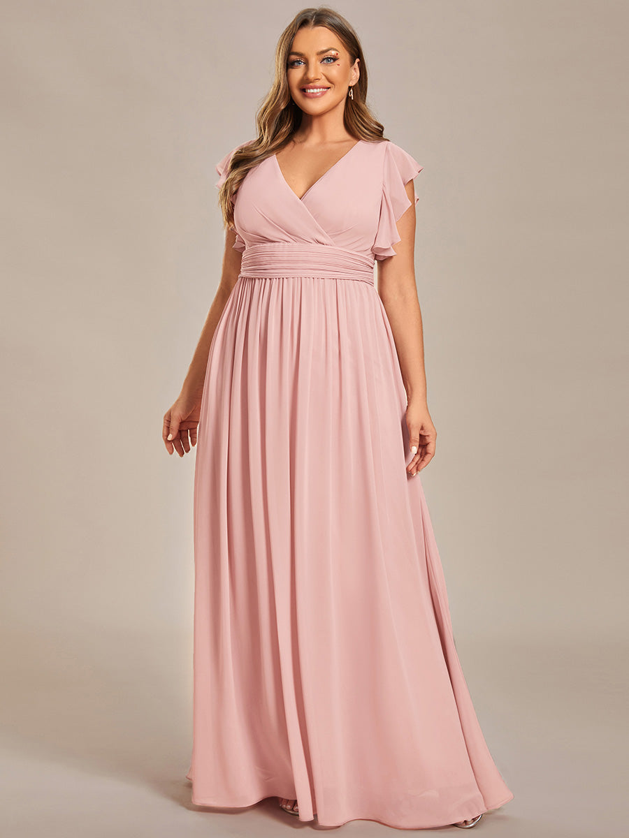 ever LILYANA|Robe demoiselle d'honneur en mousseline manches plissées avec découpe au dos