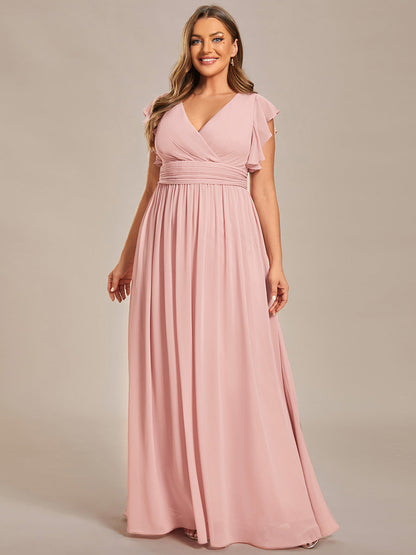 ever LILYANA|Robe demoiselle d'honneur en mousseline manches plissées avec découpe au dos
