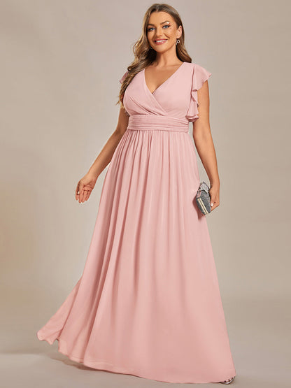 ever LILYANA|Robe demoiselle d'honneur en mousseline manches plissées avec découpe au dos