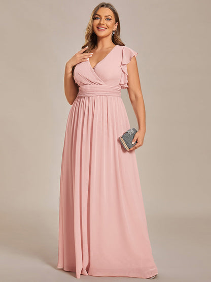 ever LILYANA|Robe demoiselle d'honneur en mousseline manches plissées avec découpe au dos