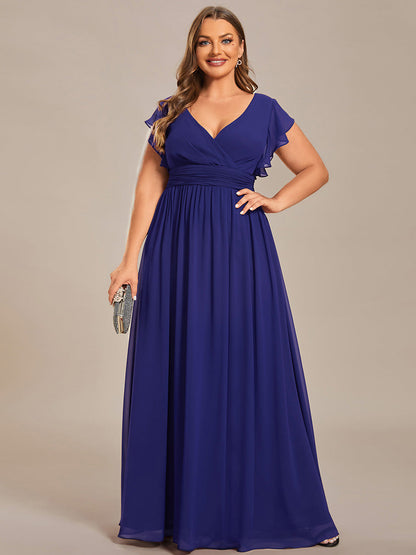 ever LILYANA|Robe demoiselle d'honneur en mousseline manches plissées avec découpe au dos