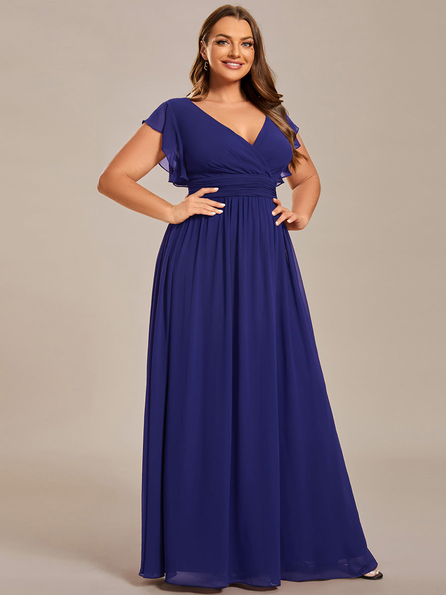 ever LILYANA|Robe demoiselle d'honneur en mousseline manches plissées avec découpe au dos