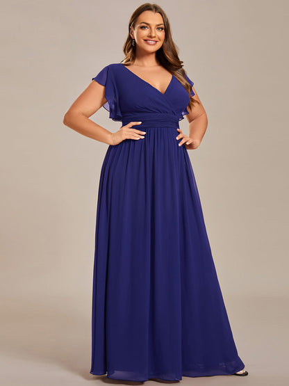 ever LILYANA|Robe demoiselle d'honneur en mousseline manches plissées avec découpe au dos