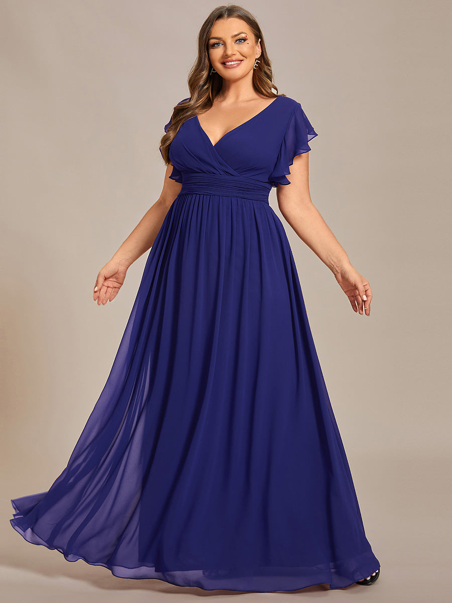 ever LILYANA|Robe demoiselle d'honneur en mousseline manches plissées avec découpe au dos