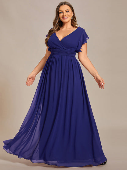 ever LILYANA|Robe demoiselle d'honneur en mousseline manches plissées avec découpe au dos