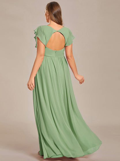 ever LILYANA|Robe demoiselle d'honneur en mousseline manches plissées avec découpe au dos