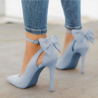 Women's Suede Stiletto Heels Ankle Strap Wedding Party Court Shoes