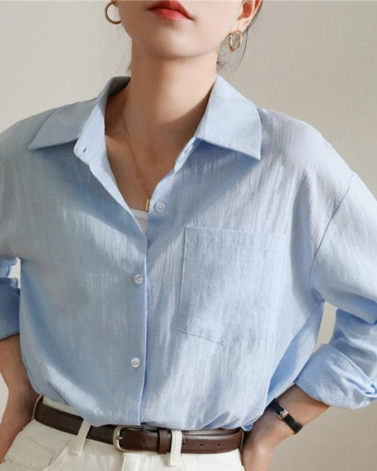 Linnen Blouse | Losse Pasvorm | Lange Mouwen