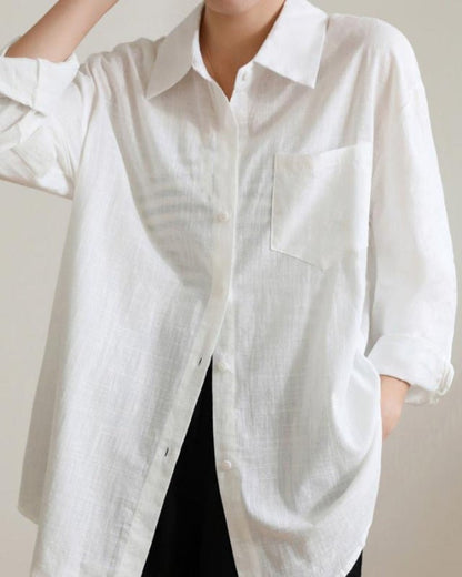 Linnen Blouse | Losse Pasvorm | Lange Mouwen
