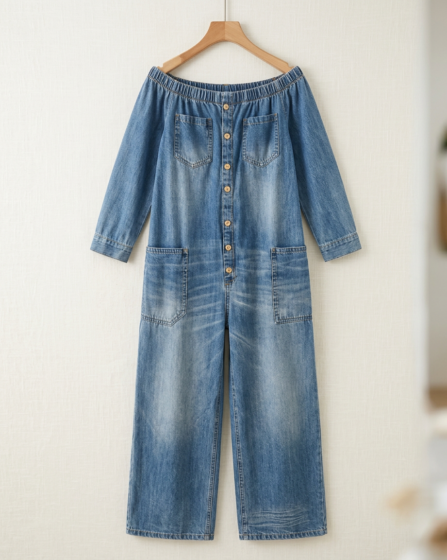Eugenia Trevi™ Effortless Off-Shoulder Denim Jumpsuit