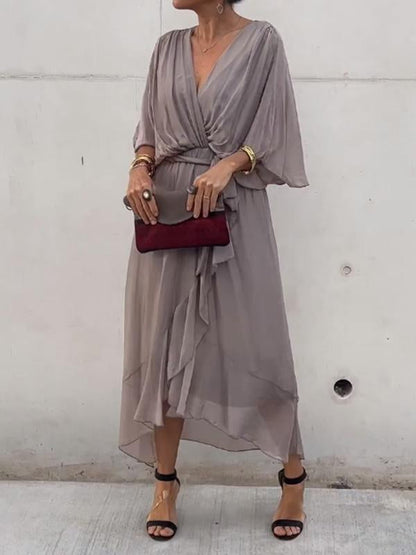 Women’s Chiffon Evening Dress Elegant V Neck Lightweight Formal Gown for Special Occasions