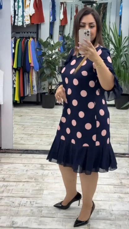 Cárina | Vestido Plissado com padrão às pintas