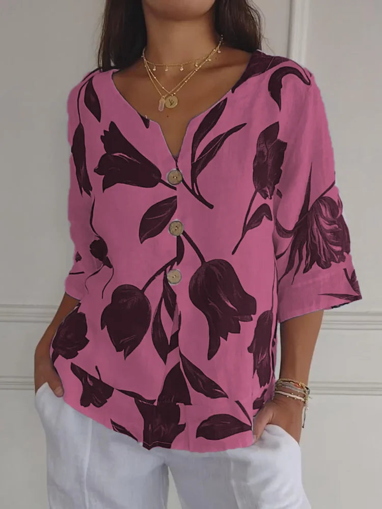 Floral Button-Up Blouse