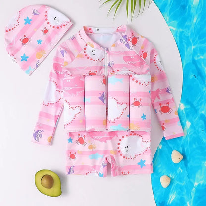 Kinder Schwimmweste UV Schutz | Schwimmanzug mit Auftrieb