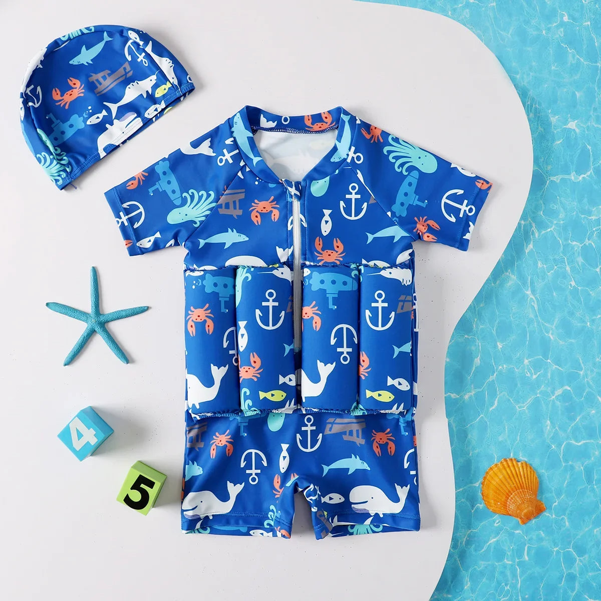 Kinder Schwimmweste UV Schutz | Schwimmanzug mit Auftrieb