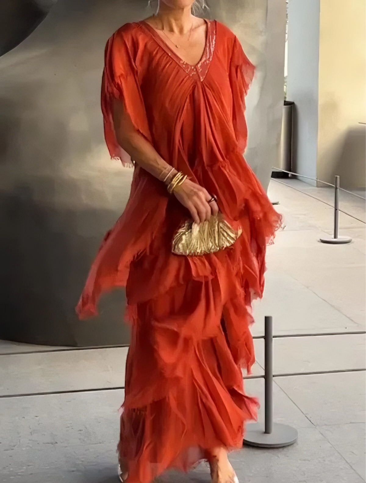 RegalGrace | V-Ausschnitt Maxikleid